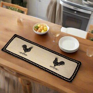 Country Primitive Sawyer Mill Rooster Jute Farmhouse Table Runner 27